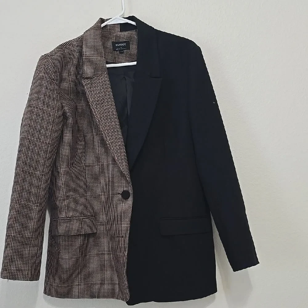 Bardot Black and Brown Men's Blazer‎ Size M